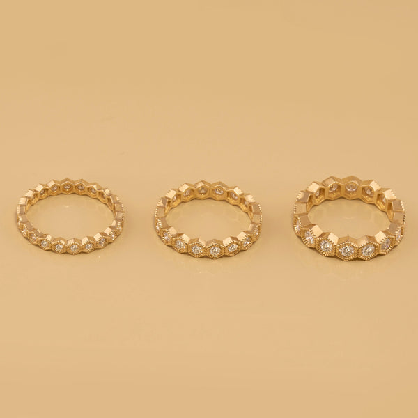 Gold Diamond Honeycomb Eternity Ring