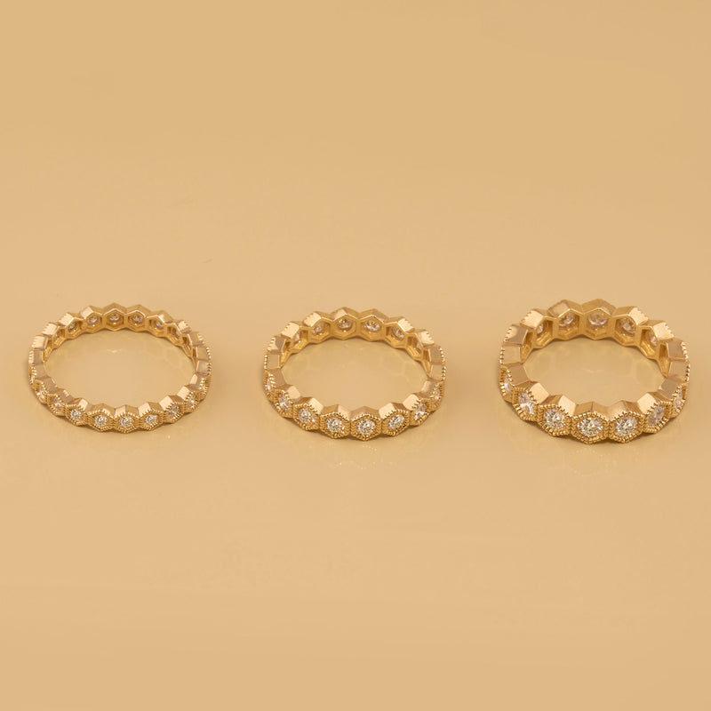 Gold Diamond Honeycomb Eternity Ring
