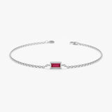 white gold cable chain july birthstone
