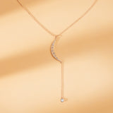 solid gold crescent moon and stars lariat necklace 