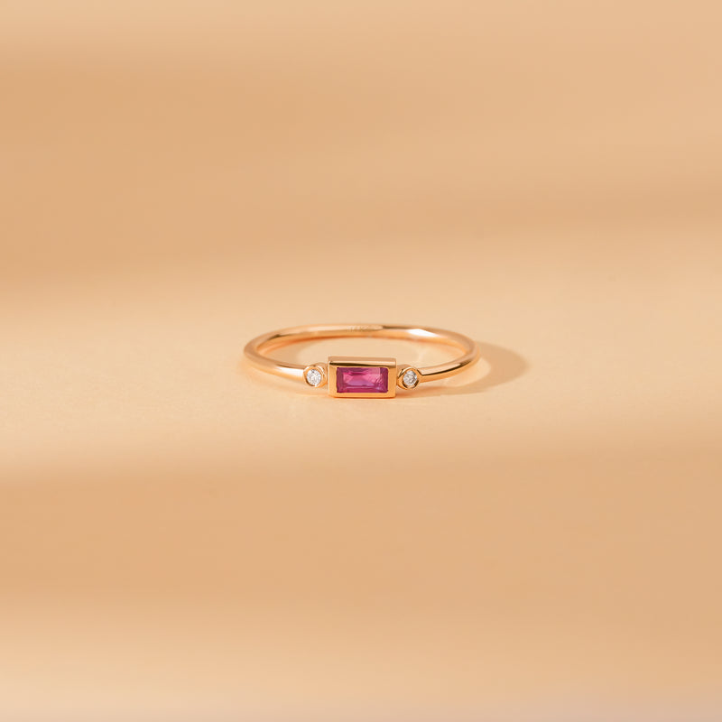 minimalist ruby band with diamonds