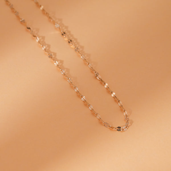 sequin chain solid gold 14k necklace