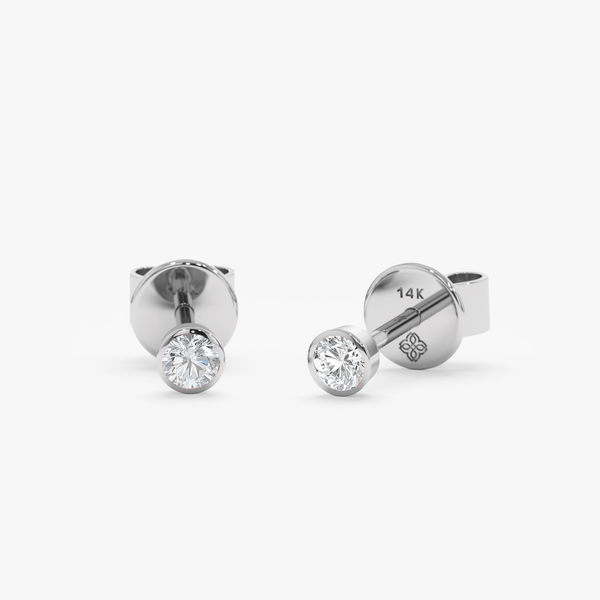 white solid gold and natural diamond studs