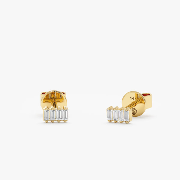 yellow gold baguette studs