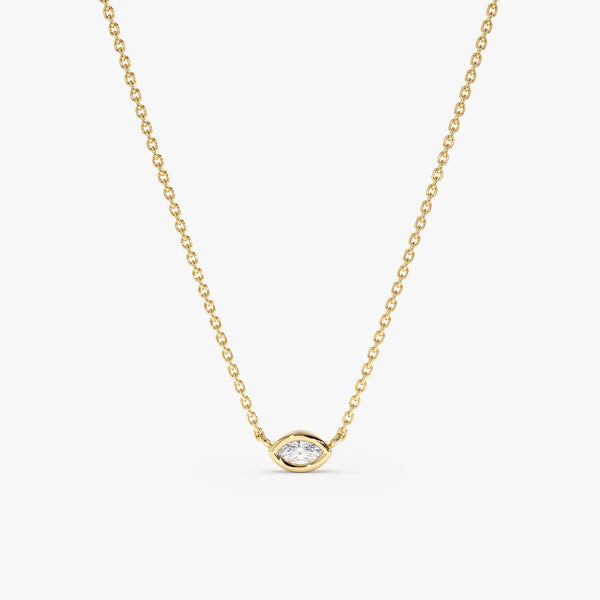 solid yellow gold mini marquise diamond eye necklace