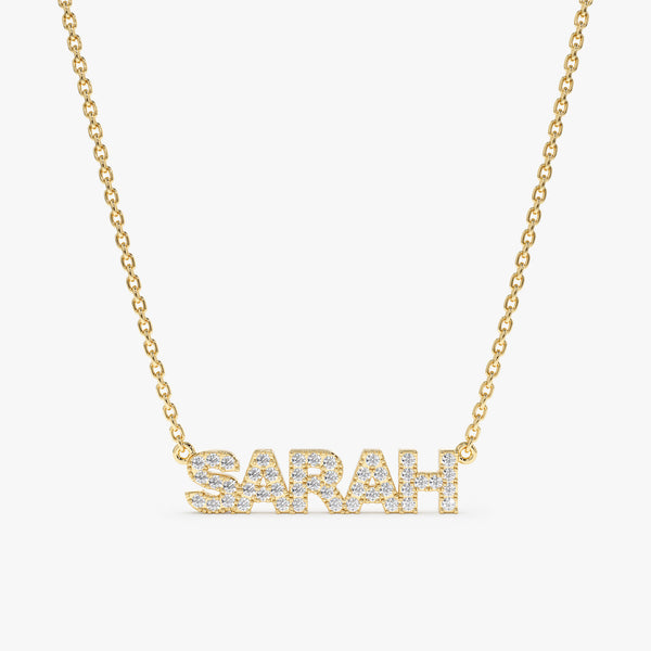 solid yellow gold custom diamond name necklace