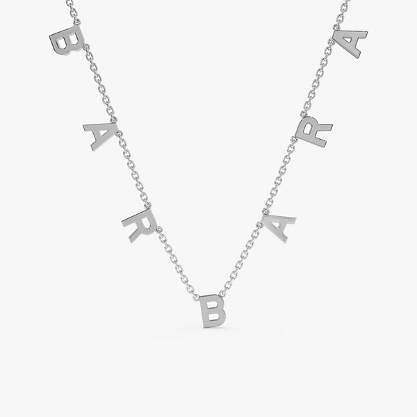 white gold capital letter name charms necklace