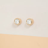 april birthstone white diamond dainty bezel earrings