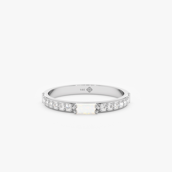 Diamond and Baguette Opal Ring, Madilyn