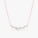 14k rose gold petite prong set diamond cluster necklace