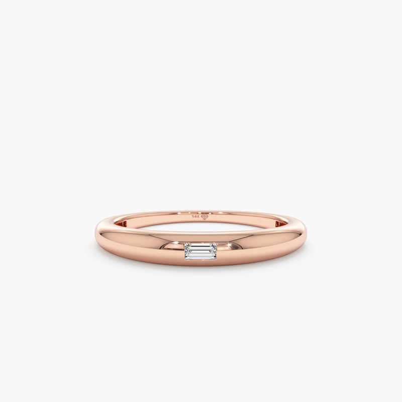 rose gold stacking ring with april birthstone diamond