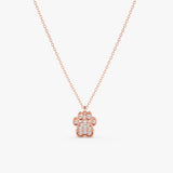 handcrafted solid rose gold puppy paw pendant with natural diamonds necklace