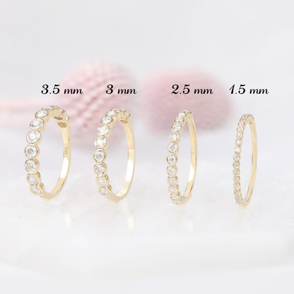 Half eternity bezel diamond ring sizes