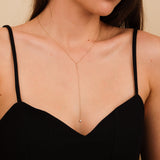 Diamond Lariat Bar Necklace in Gold