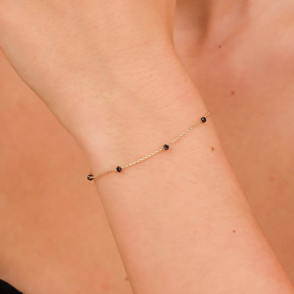 cable chain dainty black diamond bracelet