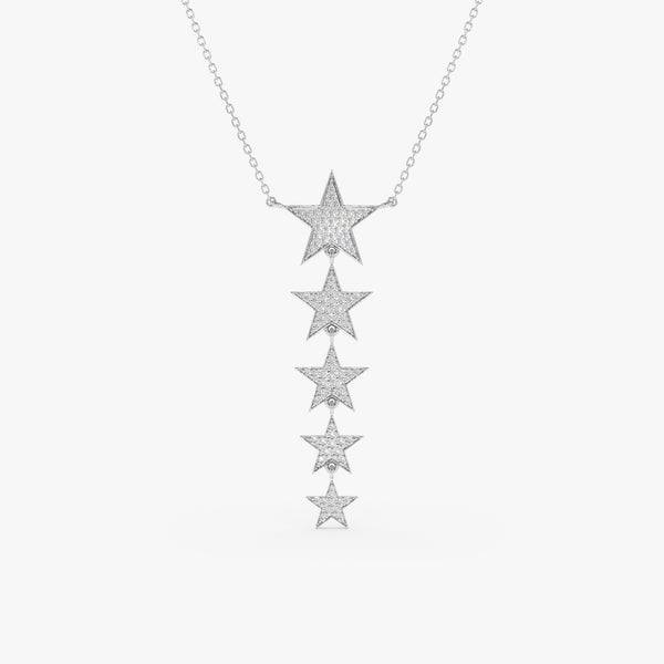 handcrafted solid white gold five star pendant with cable chain