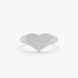 diamond heart ring in solid white gold
