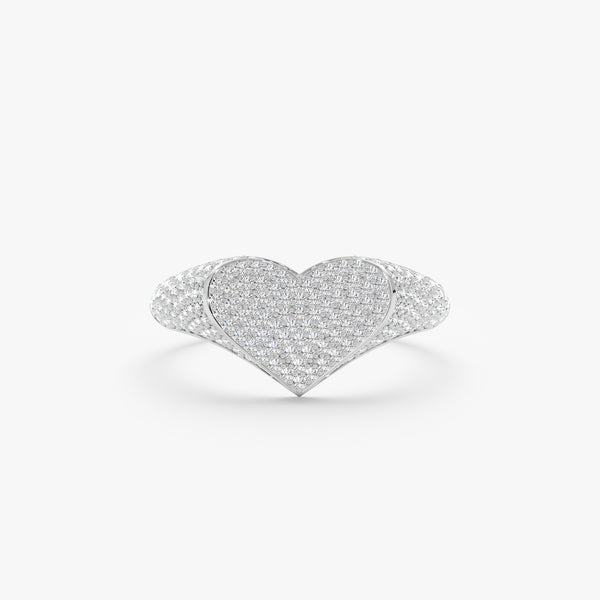 diamond heart ring in solid white gold