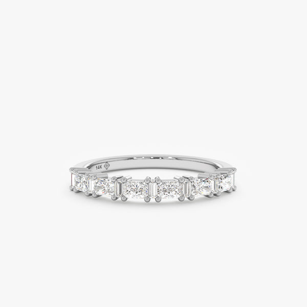 solid white gold clear diamond wedding band