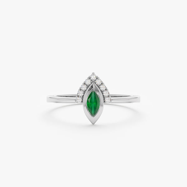 white gold diamond emerald ring