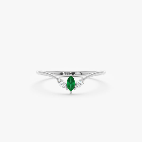 emerald nesting ring in solid white gold