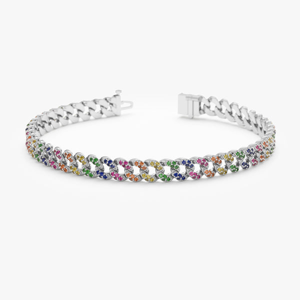 white Gold bracelet with rainbow colored stones