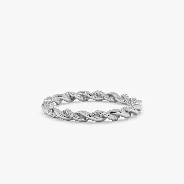 textured wedding ring in white gold