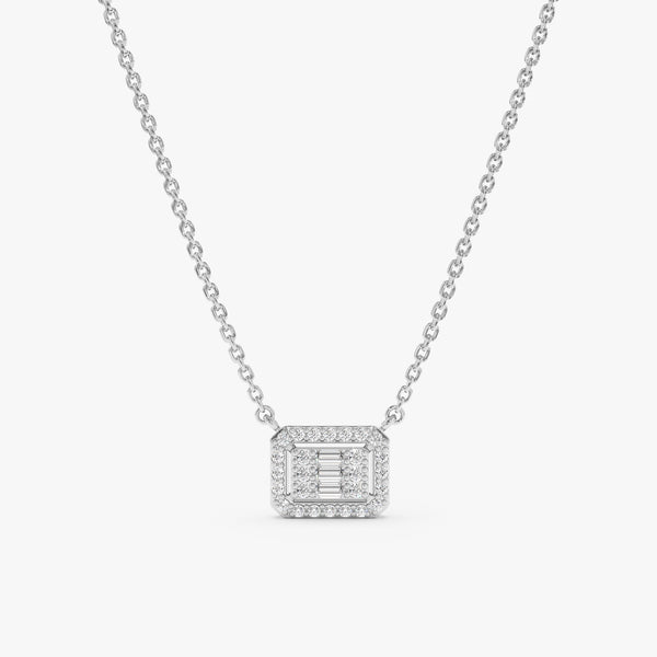 solid white gold octogen diamond pendant necklace