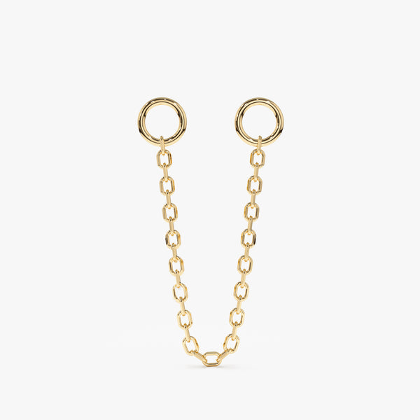 hanging cable chain earring charm in solid 14k gold 
