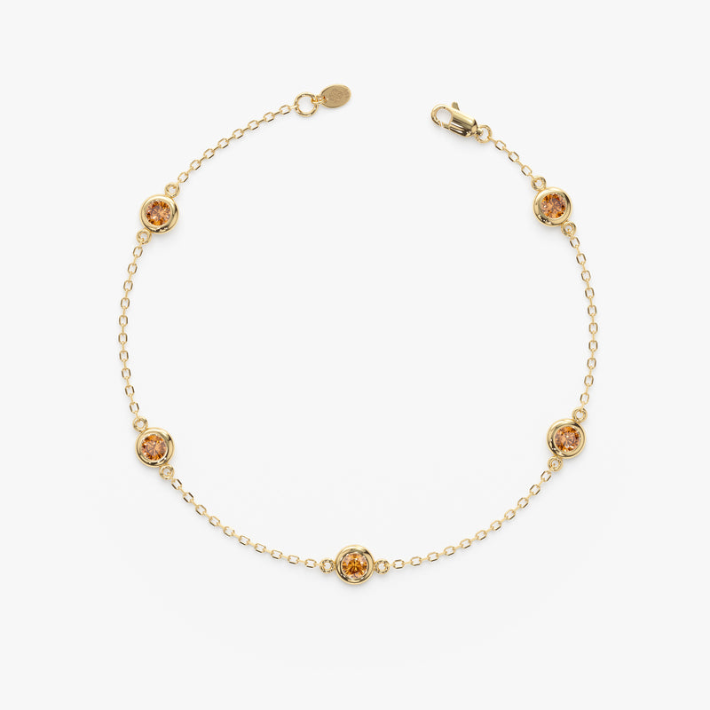 round cut orange gemstone bracelet