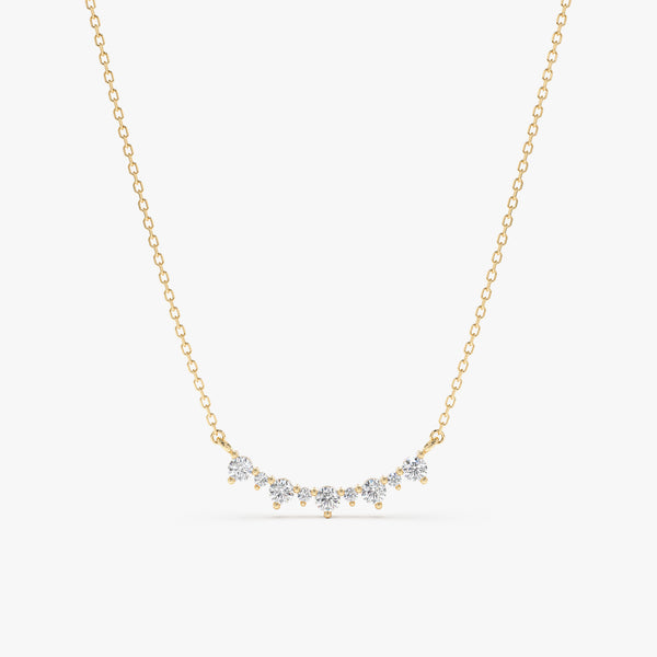 handmade solid 14k gold diamond cluster bar pendant necklace