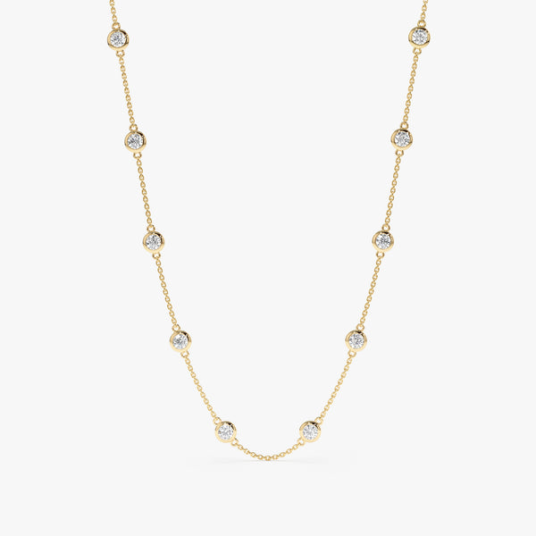 multiple diamonds bezel necklace solid gold