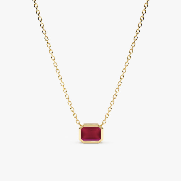 solid gold natural octagon ruby pendant necklace