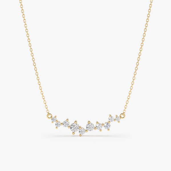 14k yellow gold diamond cluster pendant necklace