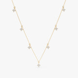Yellow Gold hanging Clover charms Necklace in yellow gold
