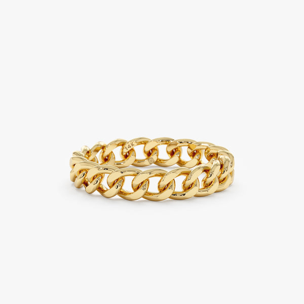 solid yellow gold miami chain band