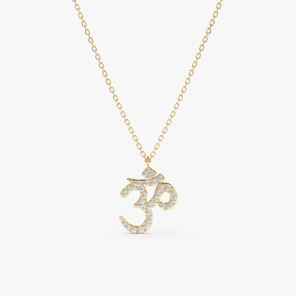 handmade diamond om pendant necklace in solid gold