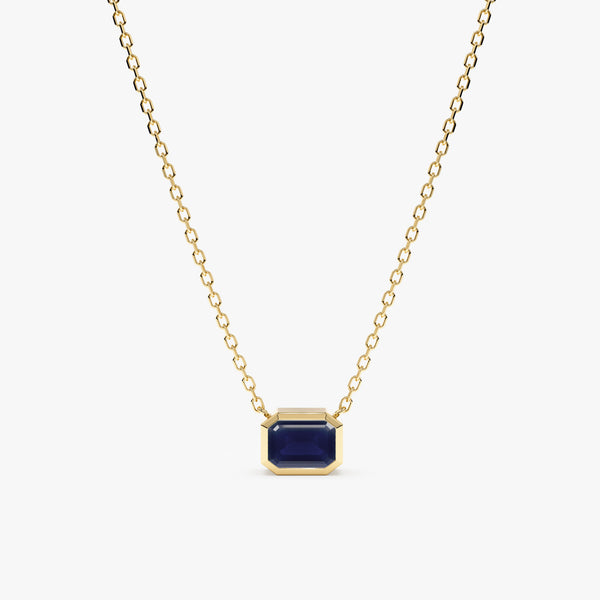 solid yellow gold natural blue sapphire pendant