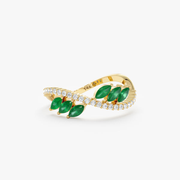 yellow gold diamond emerald ring