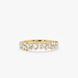 yellow gold white diamond cluster ring