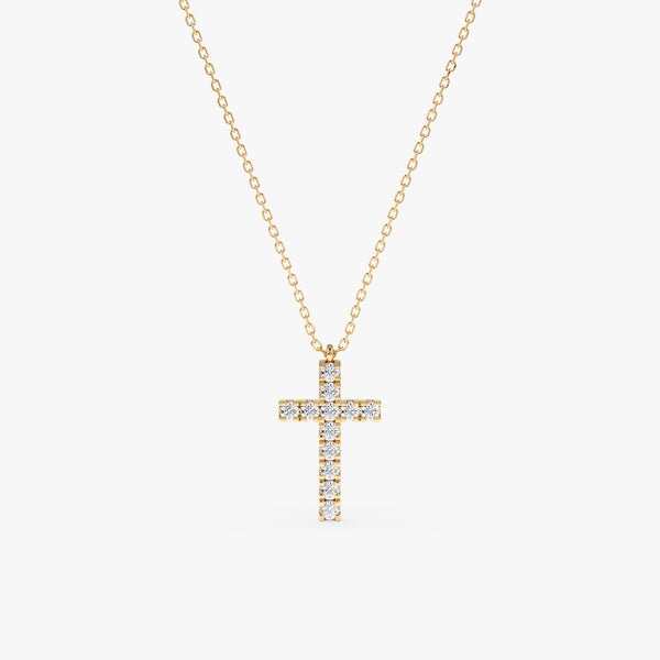 handmade solid gold diamond set cross pendant necklace