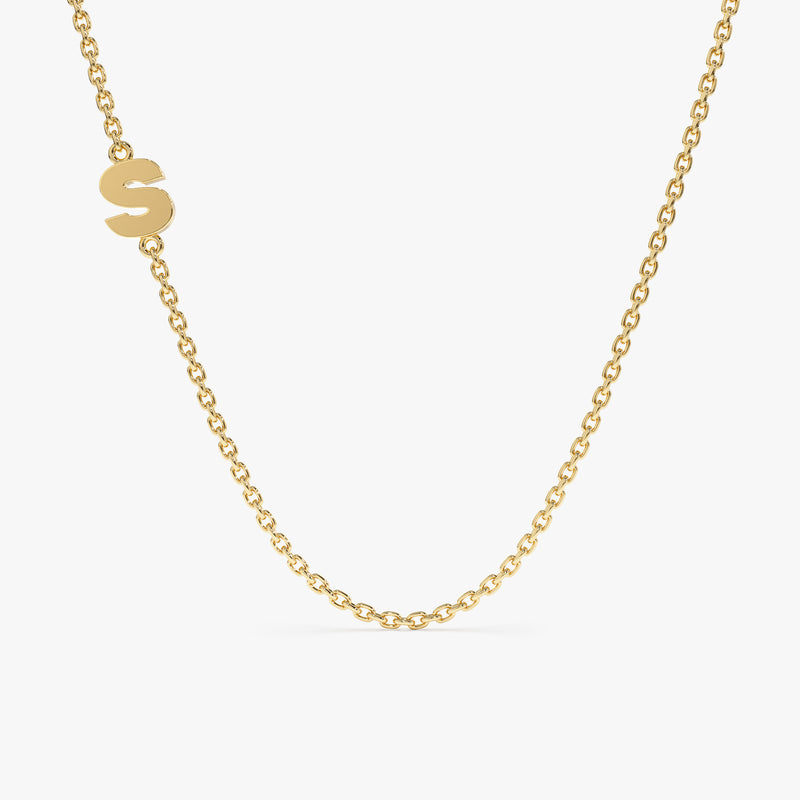 yellow gold side initial chain