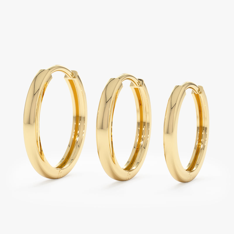 Handmade solid 14k gold hoop earrings