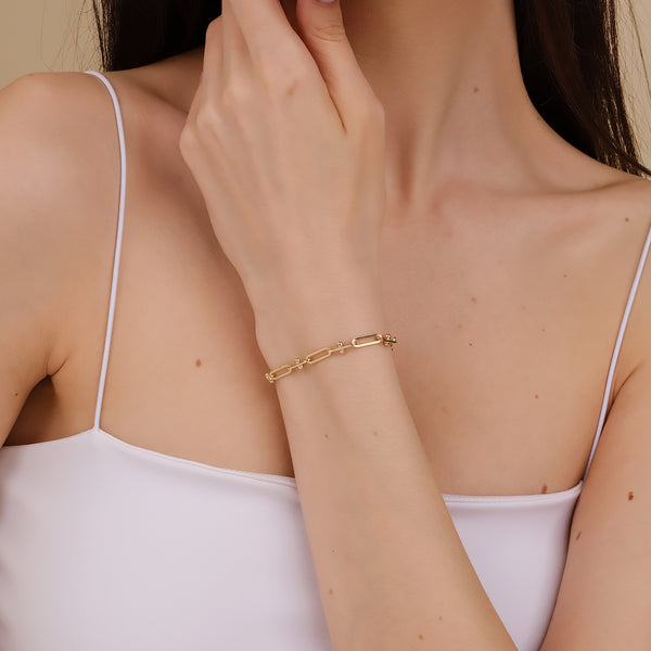 paperclip bracelet for women in solid gold