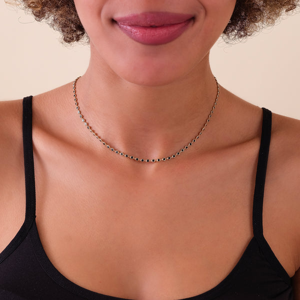 handcrafted in solid yellow gold black diamond choker
