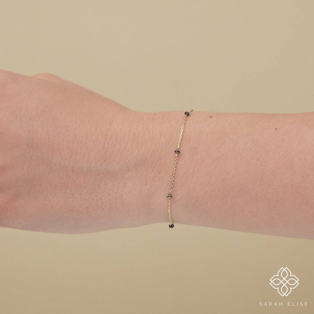 ethically sourced natural black diamond station bracelet  for women