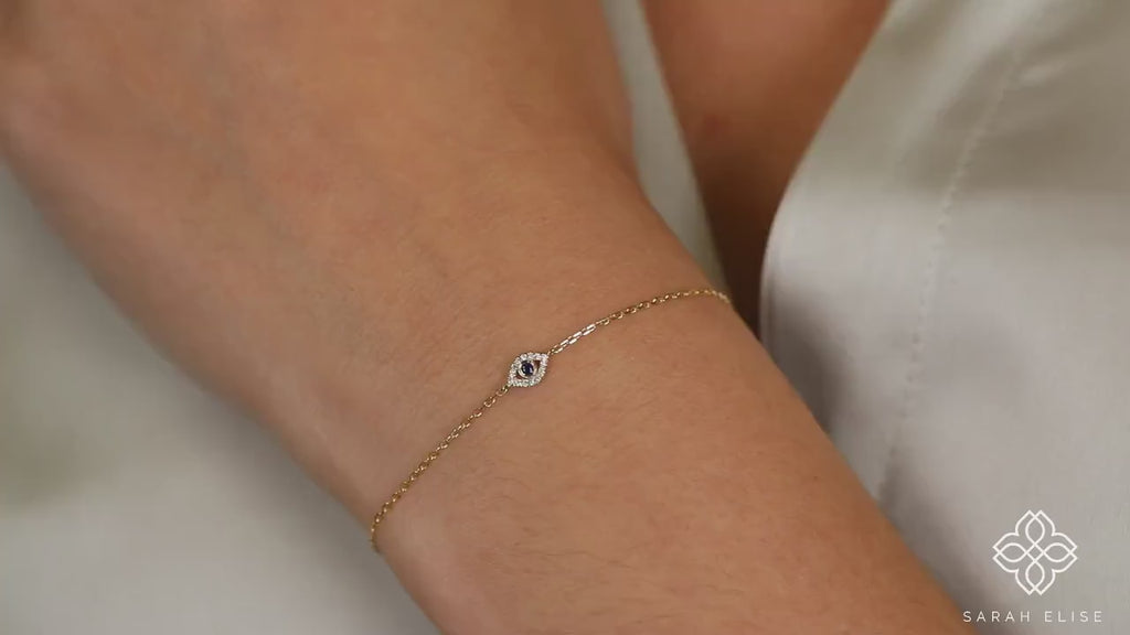 protection eye bracelet with diamonds and sapphire