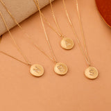 solid gold disc letter necklaces with natural diamonds