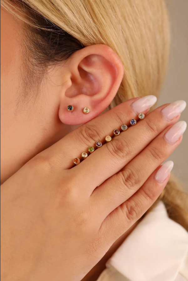 handcrafted dainty Natural Birthstone stud Earrings