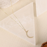 Diamond April Birthstone Crescent moon necklace Charm
